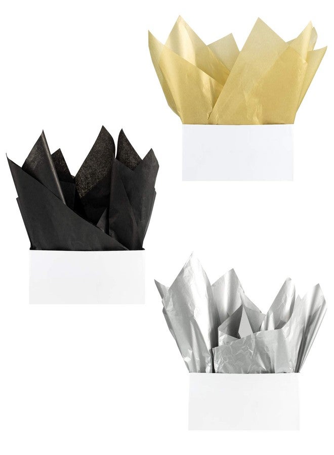 Whaline Metallic Tissue Paper GiftWrapping Paper, Large 20" x 28" for Home, Kitchen, Wine Bottles, DIY Art Craft, 60 Sheet（Gold, Silver and Black） - Image 4